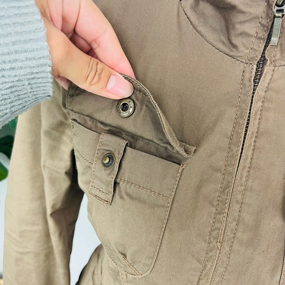 Y2K Brown Bronze Utility Zíper Multi Pocket Jacket - Picture 4 of 6